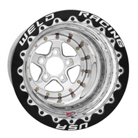 Weld Alumastar 15x15 / 5x4.75 / 5 BS / 3.18 HB - Black Center - Polished Shell - Polished DBL Wheel