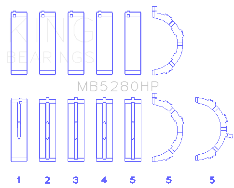 King Engine Bearings Ford Prod. V8 4.6L/5.4L (Size 0.5) Performance Main Bearing Set