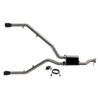 QTP 2019-2024 Ram 1500 QTP Screamer Split Rear Exit Cat Back Black Tips