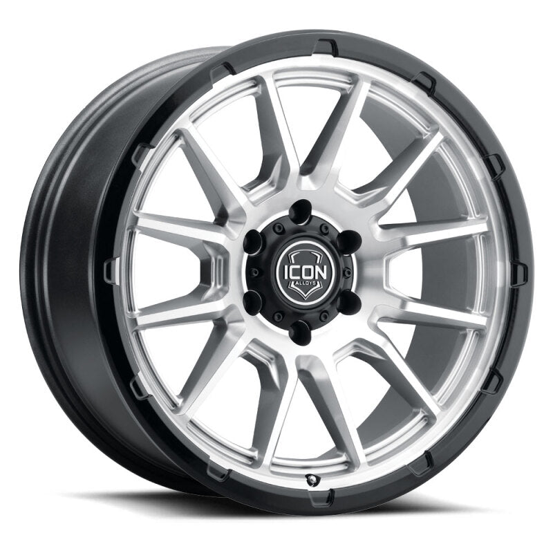 ICON Alloys Cajon 20x9 / 5x150 / 16mm / 5.625in BS Silver Machined Wheel w/ GB Lip
