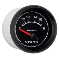 Autometer Euro-Style 2-1/16in 8-18V Short Sweep Electronic Voltmeter Gauge
