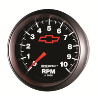 AutoMeter Gauge Tachometer 3-3/8in. 10K RPM In-Dash Chevy Red Bowtie Black