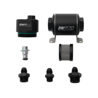 DeatschWerks DWFFR-X 70mm Billet Fuel Filter Regulator - 10 Micron with 6AN Fittings