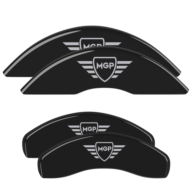 MGP 4 Caliper Covers Engraved Front & Rear MGP Black Finish Silver Characters 2016 Kia Sedona
