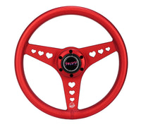 NRG All Aluminum Steering Wheel 330mm - Heart Cut Out- Ergonomic Grip- Anadized Red