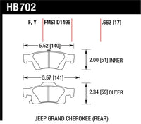 Hawk 11-12 Dodge Durango / 11-12 Jeep Grand Cherokee HPS Rear Street Brake Pads