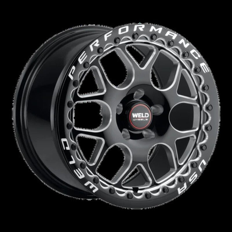 Weld Solana Beadlock 17x10 / 5x112 BP / ET40 / 78.1mm Bore - Gloss Black MIL DIA Wheel