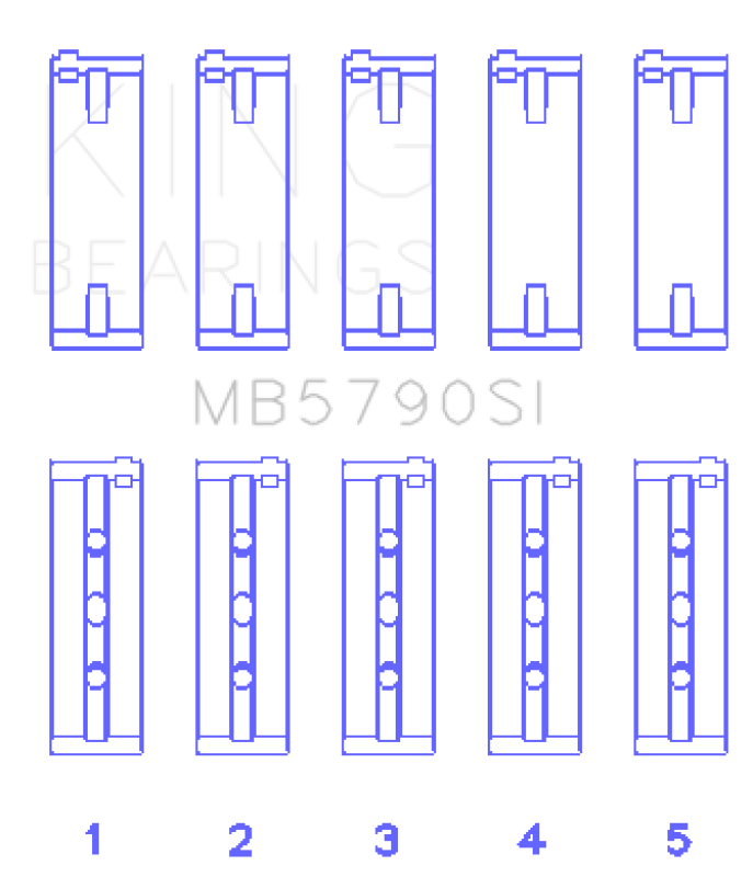 King Engine Bearings Porsche M 48.00/M 48.50 (Size +0.50mm) Main Bearing Set