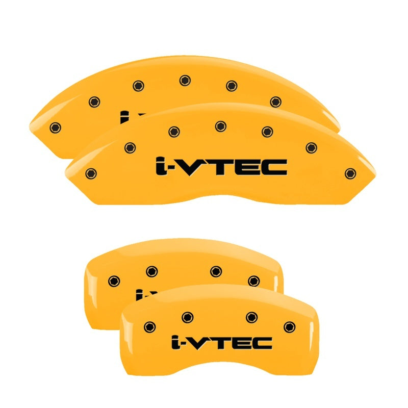 MGP 4 Caliper Covers Engraved F & R I-Vtec Yellow Finish Black Char 2010 Honda Accord Crosstour