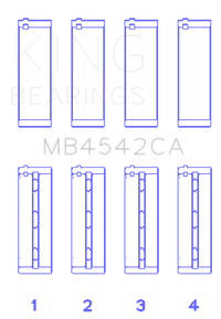 King Nissan VQ20DE, VQ25DD, VQ30DE/DD/DET, VQ35DE (Size Standard) Crankshaft Main Bearing (Set of 4)
