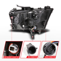 ANZO 19-24 RAM 1500 (New Body/OE Halogen) Full LED Proj Headlights DRL/SeqSig Black - Driver Side
