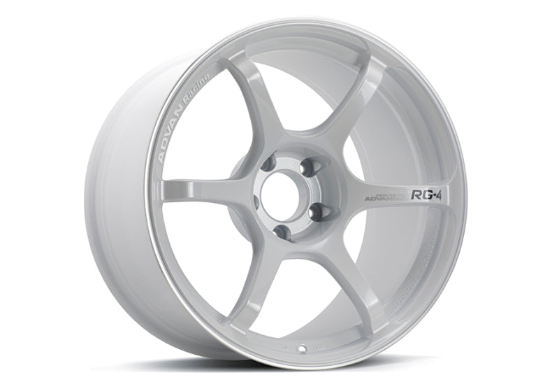 Advan RG-4 18x8.5 +30 5x114.3 Racing White Metallic and Ring Wheel