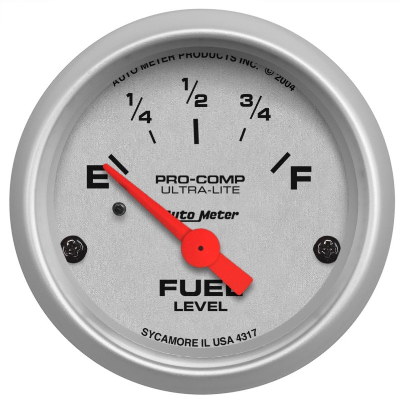 Autometer Ultra-Lite 52mm 0 OHMS Empty/30 OHMS Full Short Sweep Electronic Fuel Level Gauge
