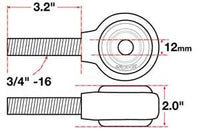 SPC Performance xAxis Sealed Flex Joint LH 3/4in-16x12mm BH x 2in W