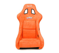 NRG FRP Bucket Seat ULTRA Edition W/ Grey Pearlized Back / Orange Microfiber Material - Large