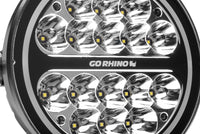 Go Rhino Xplor Blackout Series Round LED Spot Light Beam w/DRL (Surface/Thread Stud Mnt) 7in. - Blk