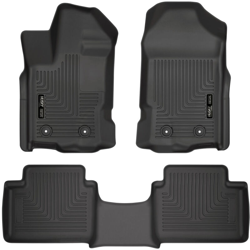 Husky Liners 19-23 Ford Ranger SuperCab WeatherBeater Front & 2nd Row Floor Liners - Black