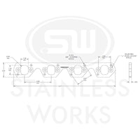 Stainless Works SBF Wide Rectangular Port Header Adapter 304SS Exhaust Flanges 1-7/8in-2in Primaries