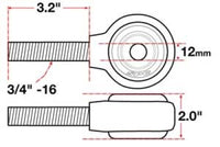 SPC Performance xAxis Sealed Flex Joint RH 3/4in-16x12mm BH x 2in W