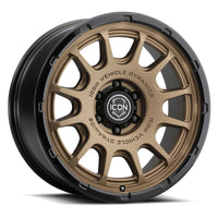 ICON Alloys Rancho 20x9 / 5x5 / -12mm / 4.5in BS Satin Bronze w/ Gloss Black Lip Wheel