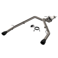 QTP 2019-2024 Ram 1500 QTP Screamer Split Rear Exit Cat Back Black Tips
