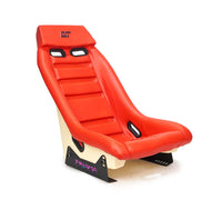 NRG GT Retro Bucket Seat - Red PVC Leather Red Stitching Off-White Fiberglass Back