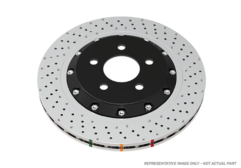 DBA 15-21 Nissan GT-R Nismo Front Left 5000 Series 2-Piece Drilled Rotor w/Black Hat