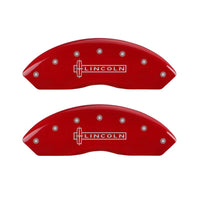 MGP 4 Caliper Covers Engraved Front Lincoln Engraved Rear MKZ Red finish silver ch