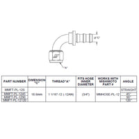 Mishimoto 120-Degree Push Lock Fitting -12AN