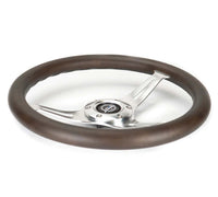 NRG Classic Wood Grain Wheel - 350mm 3 Chrome Silver Spokes Oak Color Wood