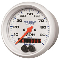 Autometer Gauge GPS Speedometer 3-3/8in 100 MPH Marine White Gauge