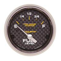 Autometer Marine Carbon Fiber 2-1/16in 240-33 Ohms Electric Fuel Level Gauge