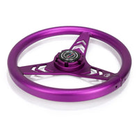 NRG Aluminum Steering Wheel 330mm - Arow Cutout - Ergonomic Grip - Anadized Purple