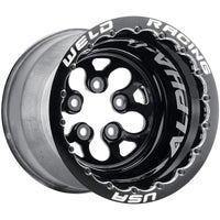 Weld Alpha-1 15X14 5x4.75 BP 1in BS Black Wheel - Black Double Beadlock MT