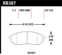 Hawk 09 350z/ 05-08 G35/09-12 G37 w/o Brembo HPS Street Front Brake Pads