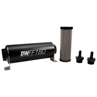 DeatschWerks Stainless Steel 5/16in 100 Micron Universal Inline Fuel Filter Housing Kit (160mm)