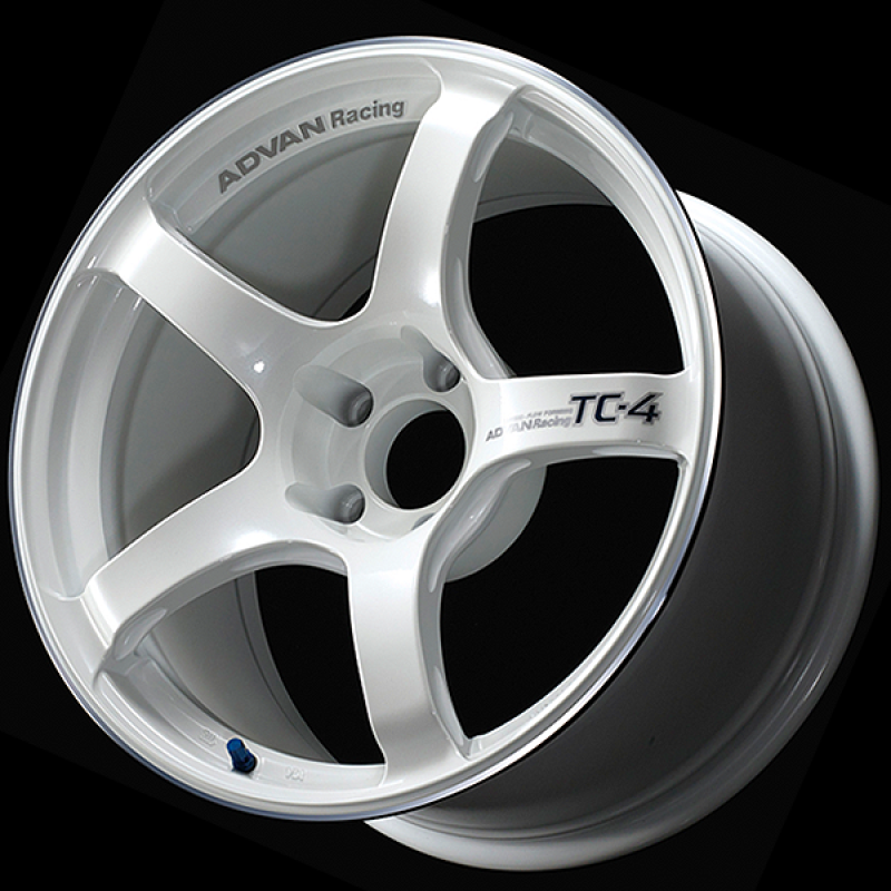 Advan TC4 18x8.5 +38 5x114.3 Racing White Metallic and Ring Wheel