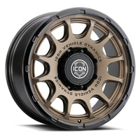ICON Alloys Rancho 20x9 / 8x6.5 / 12mm / 5.5in BS Satin Bronze Wheel w/ Gloss Black Lip
