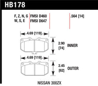 Hawk 06-07 WRX / 89-96 Nissan 300ZX / 89-93 Skyline GT-R Blue 9012 Front Race Pads