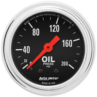 Autometer Traditional Chrome 2-1/16in 200 PSI Mechanical Oil Pressure Gauge
