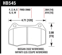 Hawk 04-09 Infiniti G35 3.5L Base Brembo Brakes OE Incl. Pin Clips Shims Front ER-1 Brake Pads
