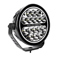 Go Rhino Xplor Blackout Series Round LED Spot Light Beam w/DRL (Surface/Thread Stud Mnt) 7in. - Blk