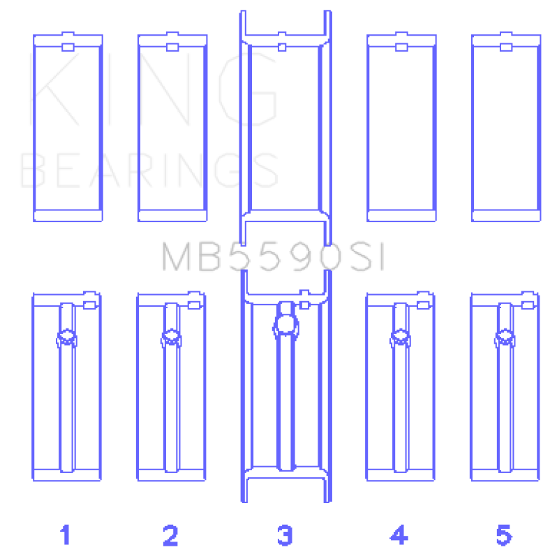 King Engine Bearings General Motors L40/Ld2/Lf0 2.3L (Size +0.50mm) Main Bearing Set