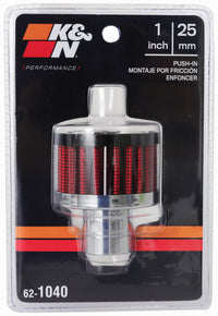 K&N Steel Base Crankcase Vent Filter/Breather 1in Vent OD x 2in OD x 1.5in Height