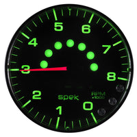 Autometer Spek-Pro Gauge Tachometer 5in 8K Rpm W/Shift Light & Peak Mem Black/Black