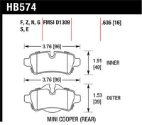 Hawk 07+ Mini Cooper Performance Ceramic Street Rear Brake Pads