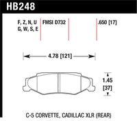 Hawk 97-12 Corvette/01-04 Z06/05-09 Z51 DTC-70 Race Rear Brake Pads