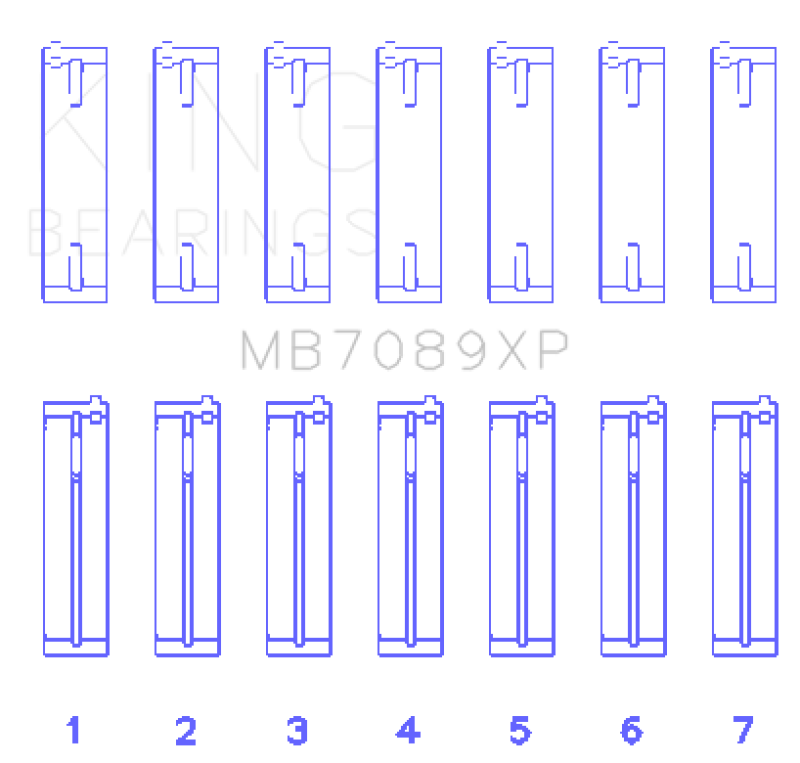 King Engine Bearings Volkswagen VR6 2.8L (Size .026) Crankshaft Main Bearings (Set of 7)