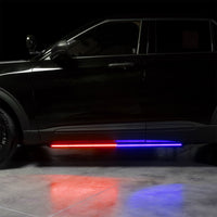 Putco 11-19 Ford Explorer Interceptor Blade Rocker Kits Sideliners - Red/Blue w/ White Override
