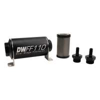 DeatschWerks Stainless Steel 5/16in 5 Micron Universal Inline Fuel Filter Housing Kit (110mm)